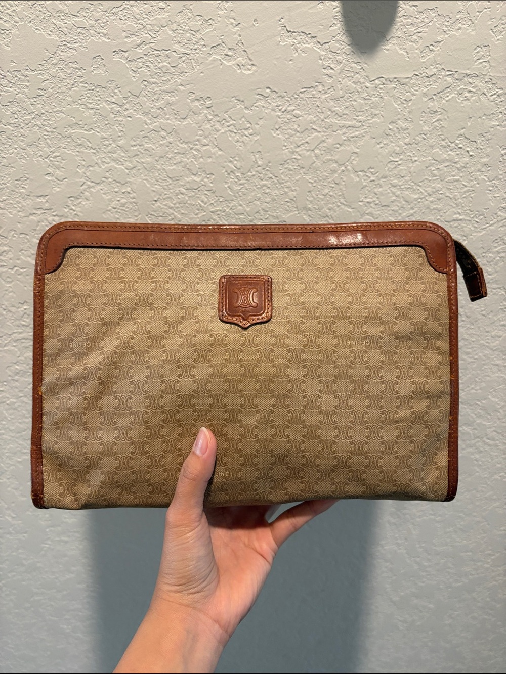 Celine Clutch Bag Brown Macadam Vintage